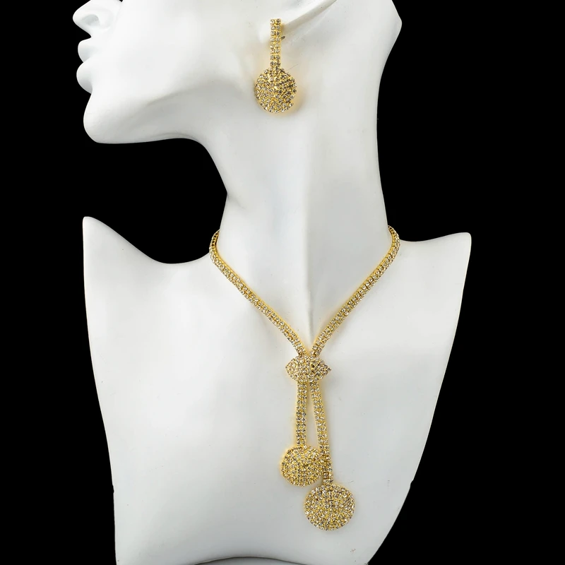 Женский комплект из колье и серёг золотистого цвета|necklace earring set|jewelry setsearrings set |