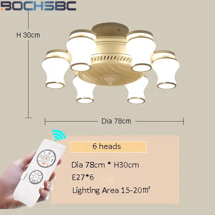 A 6 heads BOCHSBC современный светодиодный потолочная люстра с вентилятором 8 головок анион белые подвесные люстры столовая гостиная ночник с подставкой - Цвет лезвия: A 6 heads