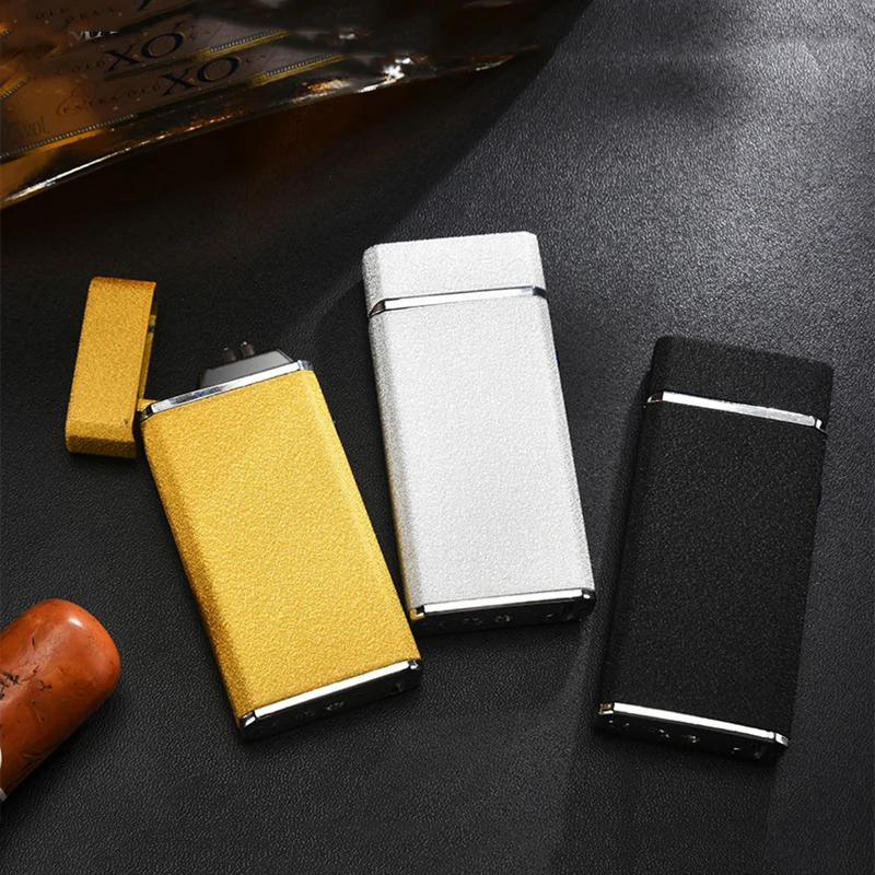 Новая USB электрическая двойная дуговая зажигалка, перезаряжаемый ветрозащитный фонарь, зажигалка для сигарет, двойная импульсная перекрестная зажигалка, плазменная