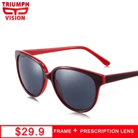 triumph vision cat eye big frame red acetate myopia sun glasses women prescription sunglasses polarized diopter eyewear driving