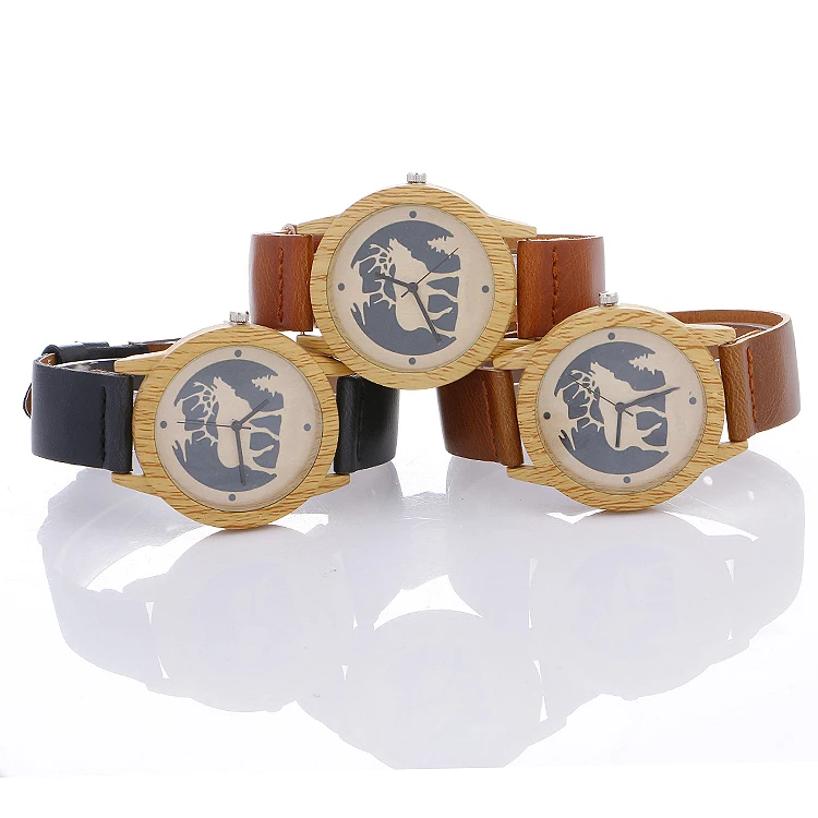 Модные брендовые Мужские часы с оленем роскошные имитацией дерева мужские