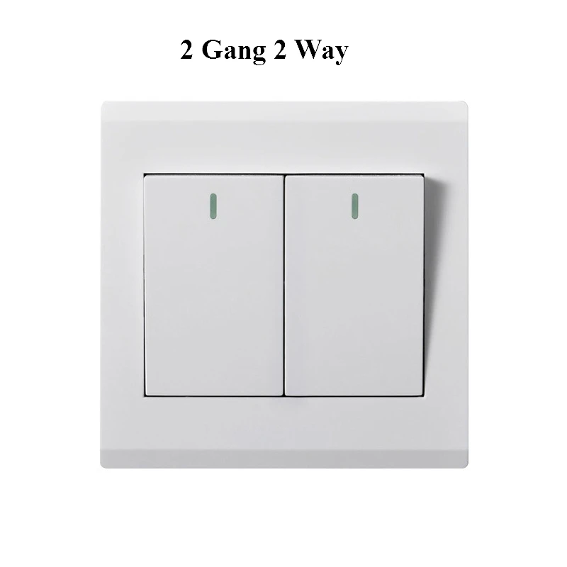 2 Gang 2 Way 1/2/3/4 Gang 1 2 Way Light Wall Switch Electrical Push Button White PC Frame Panel Switch For Home Living Room Bedroom 86*86mm - Цвет: 2 Gang 2 Way