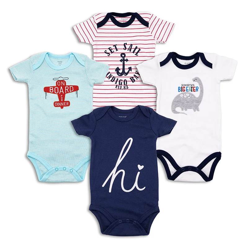 4 шт./партия Одежда для новорожденных хлопковая летняя одежда с короткими