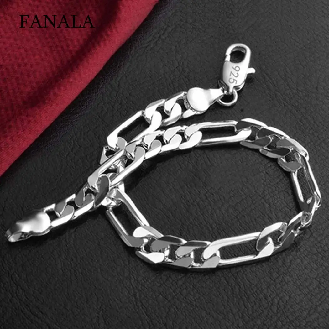 Men Women Vintage Style Silver Plated Chain Link Bracelets Party Jewelry 20cm | Украшения и аксессуары