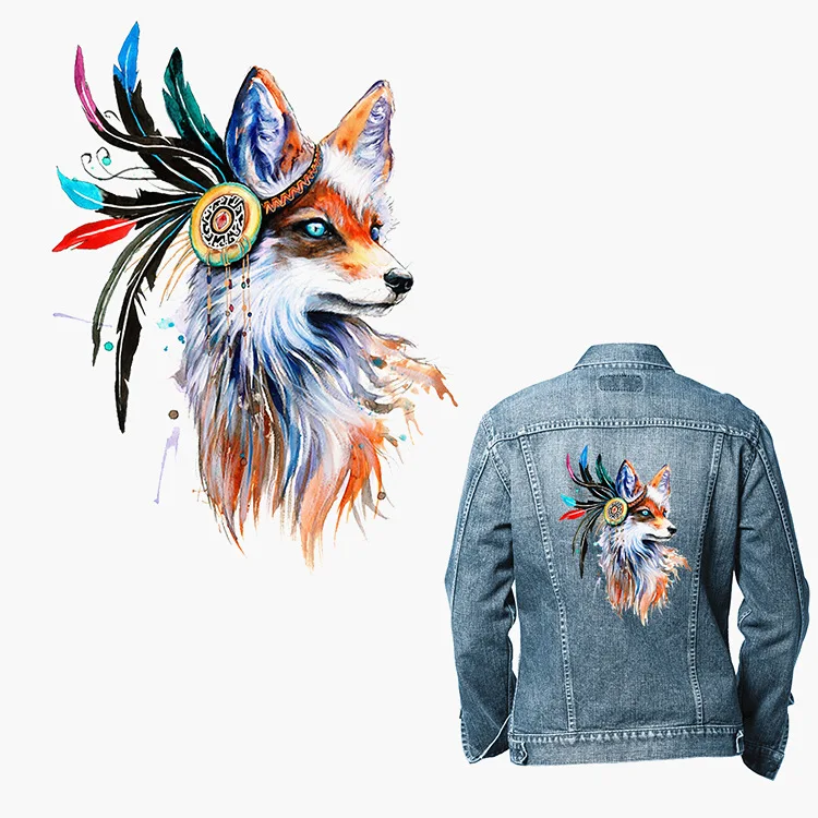 

2019 new clothing thermal transfer personality offset hot fox white horse print DIY accessories