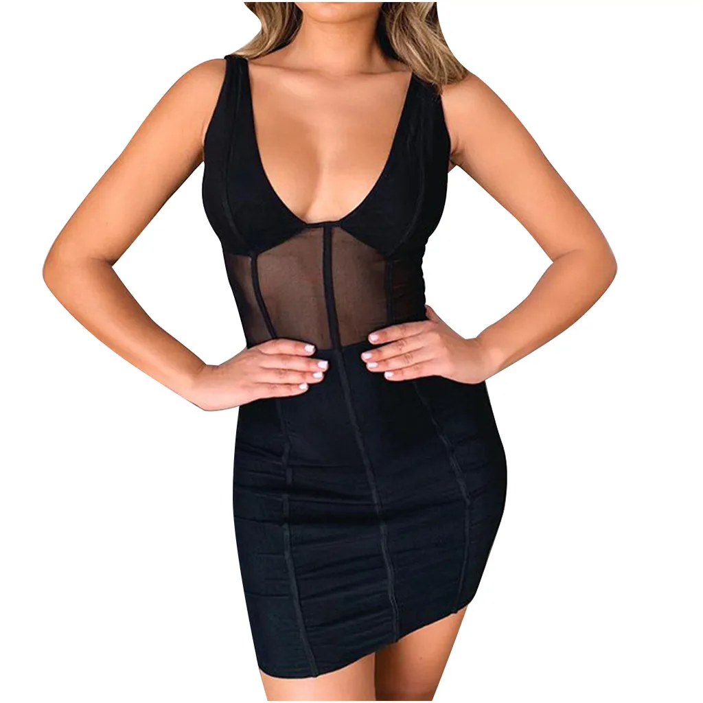 Сексуальное ТРАПЕЦИЕВИДНОЕ однотонное повседневное женское платье с v образным