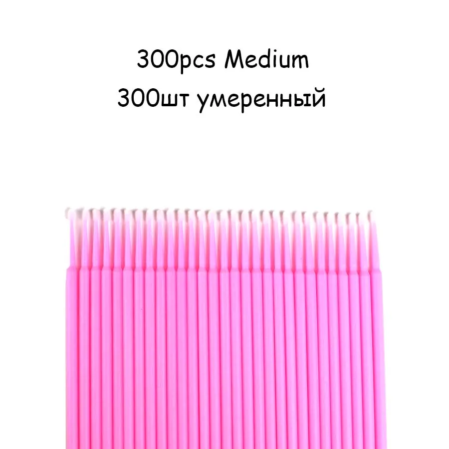 300pcs Pink Микрощетки Макияж для ресниц расширение 100/200/300 шт одноразовый клей для ресниц чистящие щетки бесплатный аппликатор палочки макияж - Цвет: 300pcs Pink