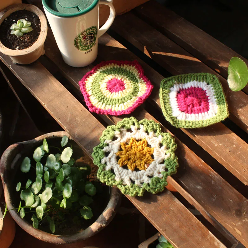 Вязаные подставки ручной работы коврик для стола Mori Doilies подстаканник съемки