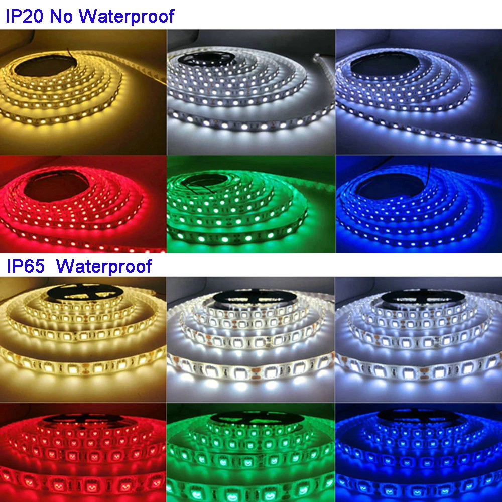 Cinta de luz Led Flexible, 5 m/lote DC12V SMD 5050 60leds/m blanco/blanco cálido/Rojo/verde/amarillo/azul/rosa/RGB/UV/RGBW/RGBWW