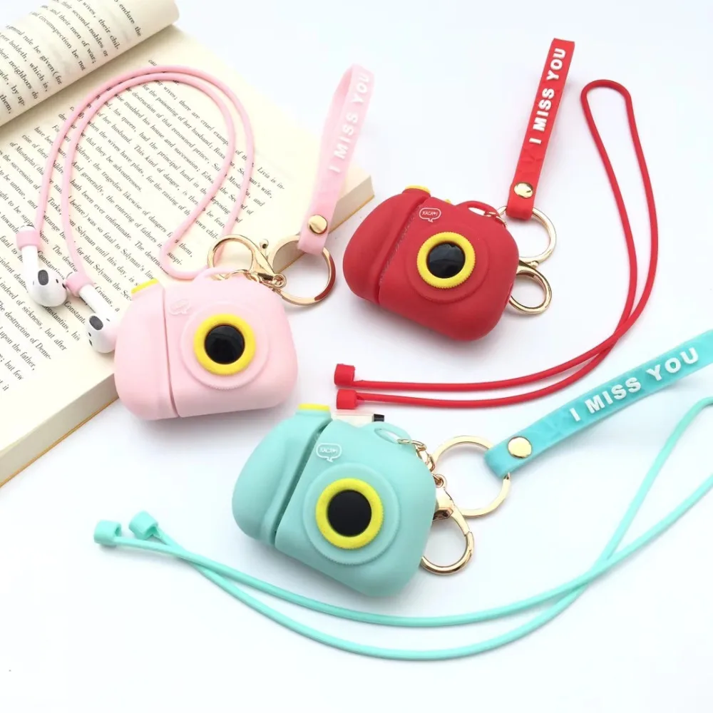 Чехол для наушников с мультяшной камерой для Airpods 2 1, проводная коробка для зарядки, силиконовый чехол для Apple AirPods, беспроводные наушники-аксессуар