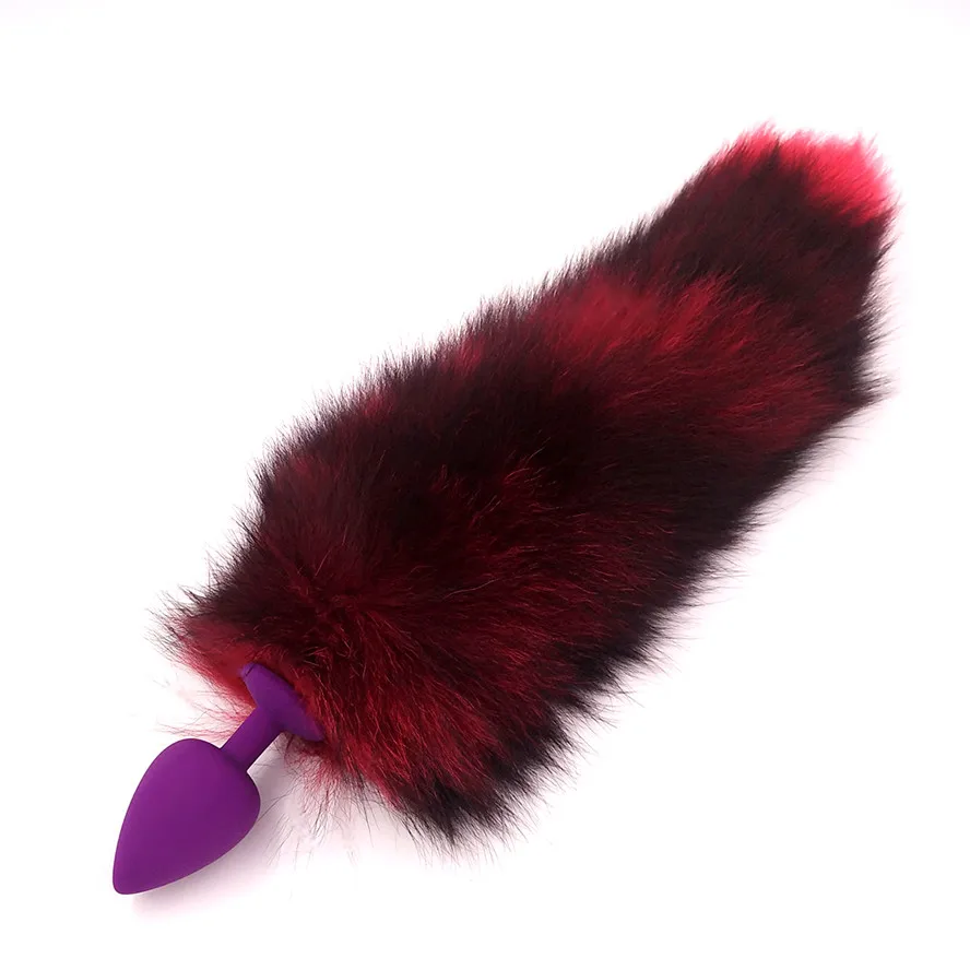 Анальная пробка с натуральными лисьими хвостами силиконовая интимные игрушки