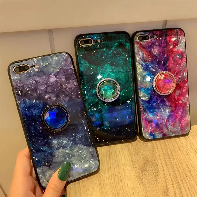 Модный чехол для телефона iphone XR XS Max X цветные раковины чехлы с кольцом-держателем