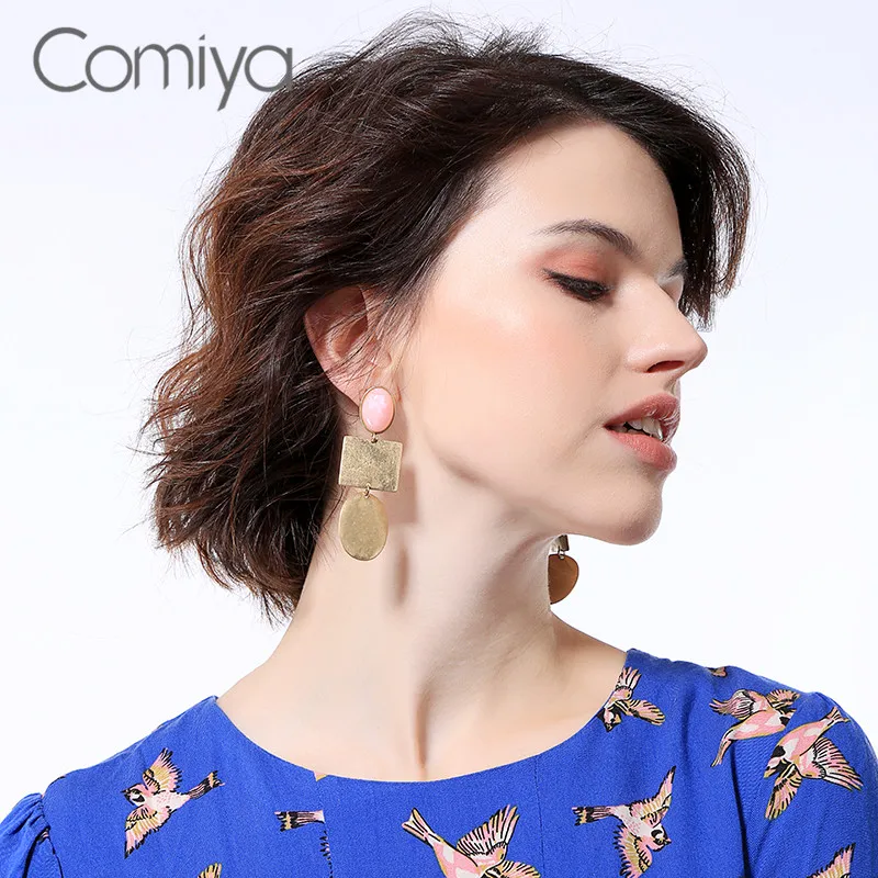 Comiya Висячие серьги для женщин Золотой цветной цинк сплав геометрические