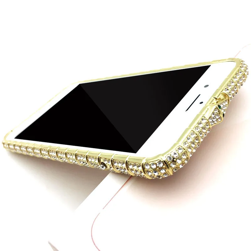 Gold Для iPhone X XR XS Max роскошный кейс чехол-бампер с алмазами для iPhone 8 7 6 6 S Plus Чехлы блестящая металлическая рамка со стразами - Цвет: Gold
