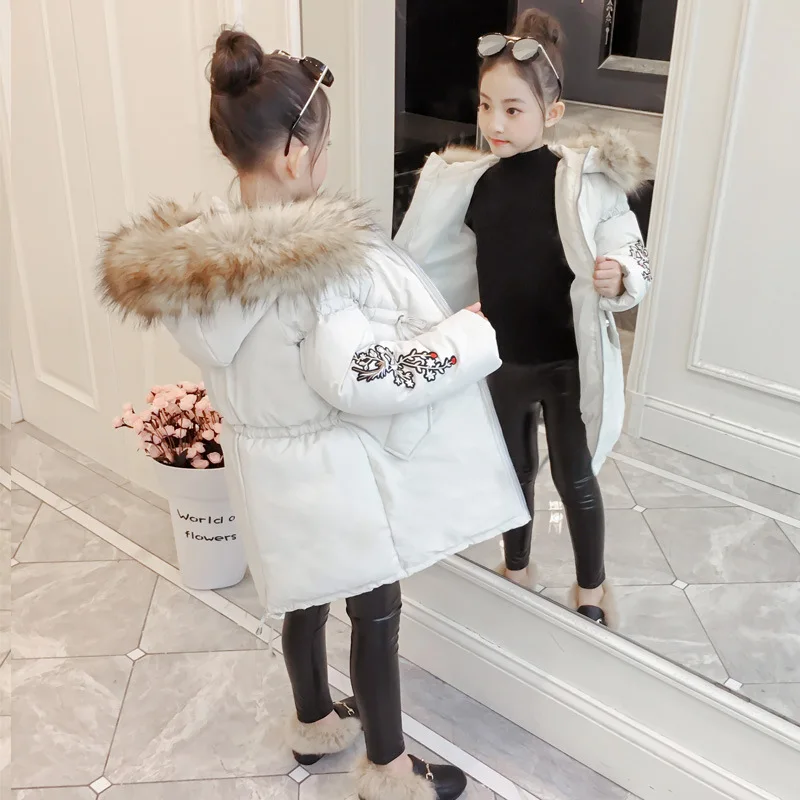 2018 зимние теплые куртки модная одежда для девочек с цветочным принтом куртка