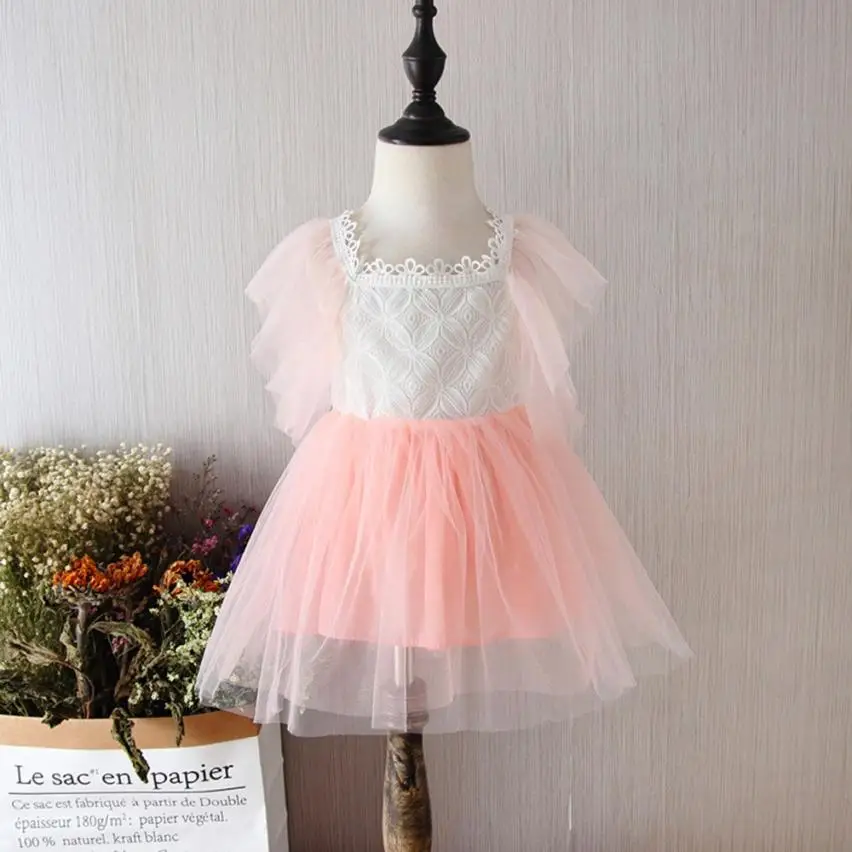TELOTUNY 2018 Children Kid Girls Patchwork Lace Net Yarn Princess Backless Dress Clothes For FEB10 | Детская одежда и обувь