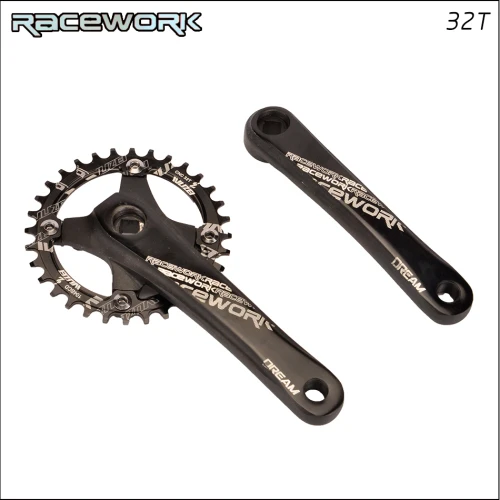 RACEWORK Fahrrad kurbel kettenblatt 104BCD MTB велосипед Kurbel алюминиевый Legierung Mit Boden Kurbel 170 мм platte rot 32T 34T 36T 38T - Цвет: 170 crank and 32T