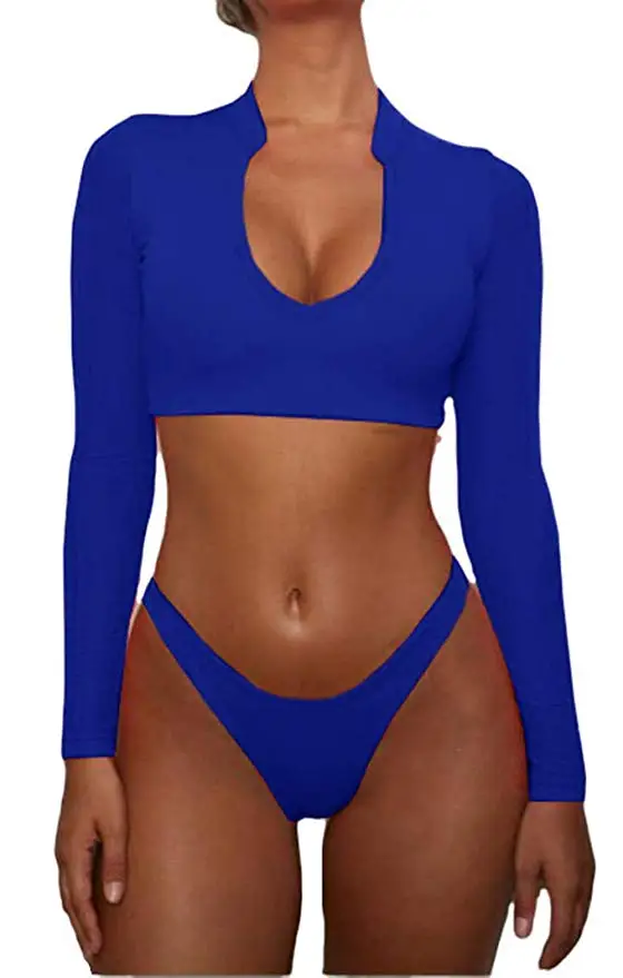 Dark blue swimsuit MUOLUX, стринги, купальник в африканском стиле, принт, бандаж, размера плюс, Женский танкини, длинный рукав, бикини, набор, высокая талия, купальник - Цвет: Dark blue swimsuit