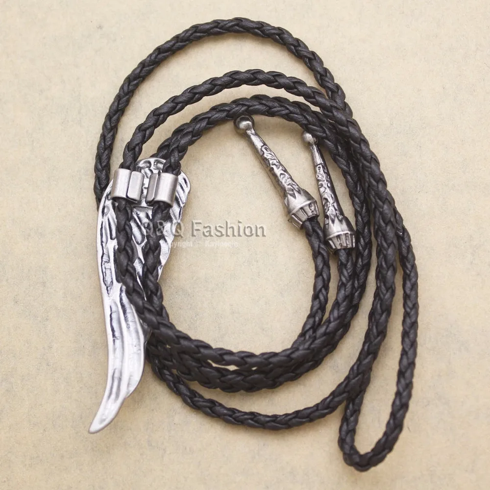 Западная Ретро Посеребренная Крыло ангела-хранителя кожа Rodeo Bolo Bola галстук