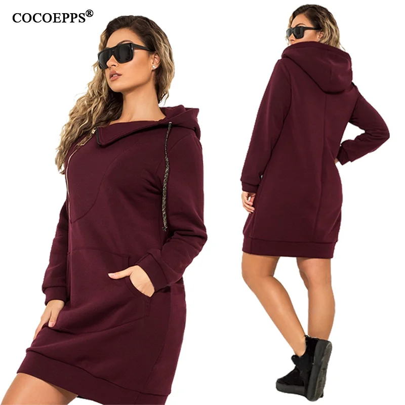 COCOEPPS размера плюс женская осенняя с капюшоном 5XL 6XL большой размер Эластичная теплая зимняя одежда Harajuku пуловер с длинным рукавом Топ