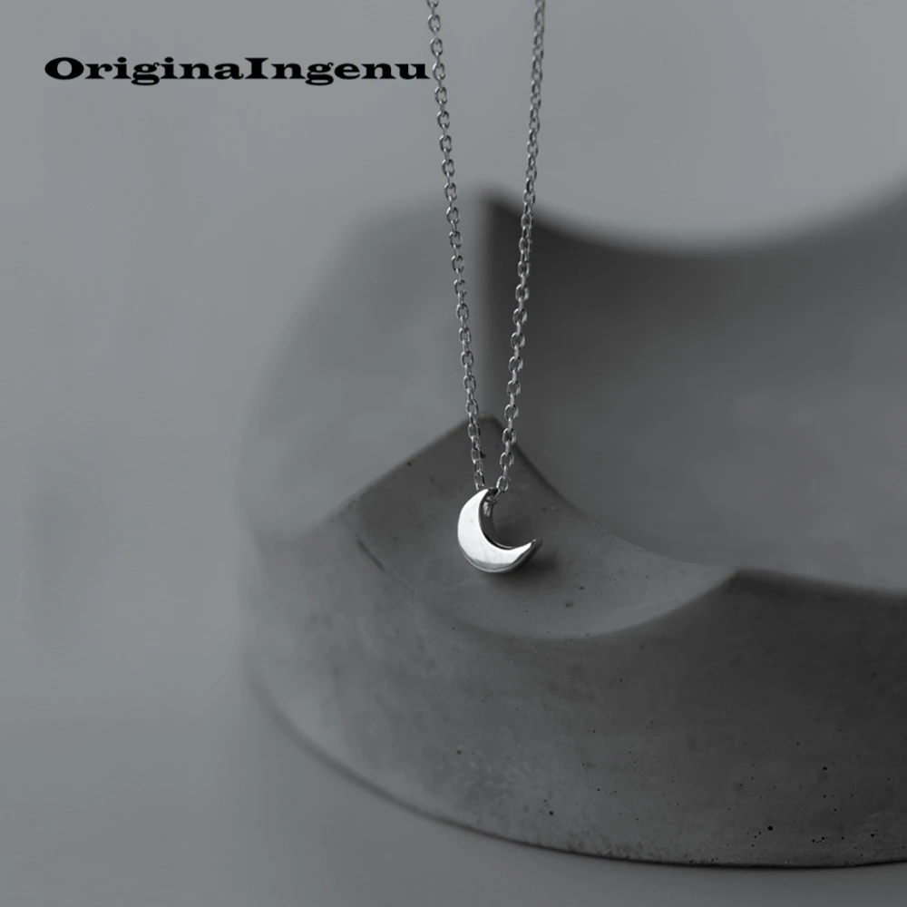 

925 Silver Moon Necklace Pendants Vintage Charms Minimalism Creative Women Birthday Gift Collier Femme Choker Kolye Jewerly