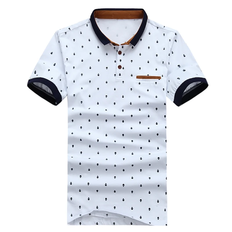 Белый Новинка, мужские рубашки поло, модные, с принтом черепа, Camisa, летние, хлопковые, с коротким рукавом, мужские рубашки, топы, футболки, MT4371 - Цвет: Белый