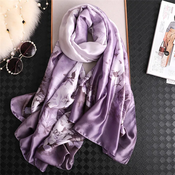 F66purple Элитный бренд Для женщин шелковый шарф, Пляжный платок и эко-шарф хиджаб Обёрточная бумага Дизайнерские шарфы для женщин женская накидка для пляжа бандана - Цвет: F66purple