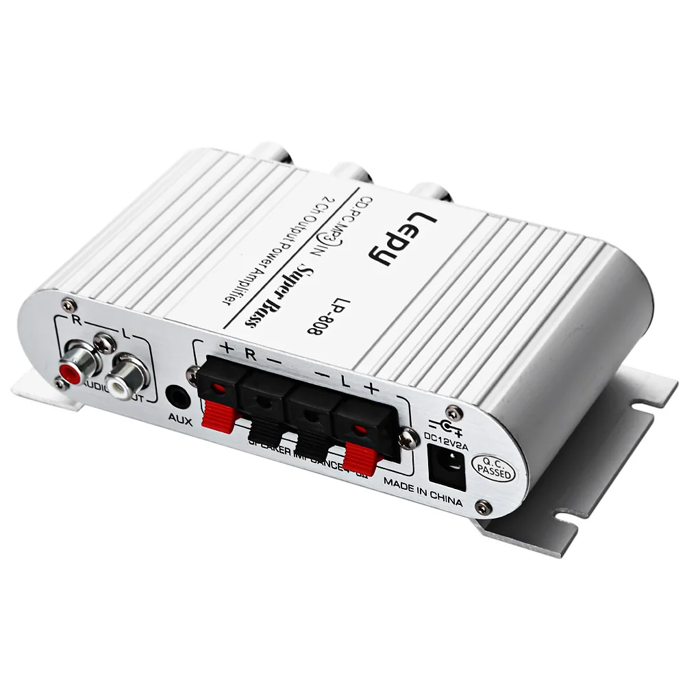 Lepy LP 808 12 В Портативный мини HiFi Super Bass усилитель совместим с мотоциклетные MP3V