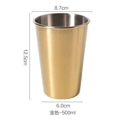 Gold 500ml Позолоченное стекло, 304, кружки из нержавеющей стали, серебро, розовое золото, для завтрака, молочный фруктовый сок, для чая, кофе, кружки, металлическая чашка, 1 шт - Цвет: Gold 500ml