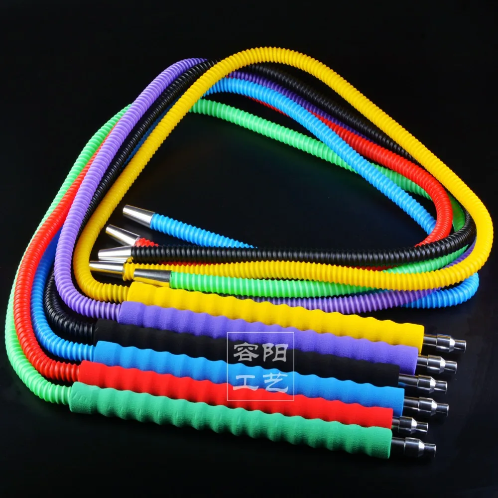 1Pcs Hot Arabian Hookah Hose Plastic High-grade Metal Aluminum Handle Accessories Chicha Pipe Smoking 1.8m Long |