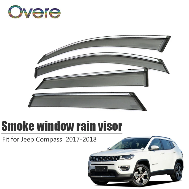 Overe 4 шт./1 комплект Дымовое окно дождевой козырек для Jeep Compass 2017 2018 Стайлинг ABS