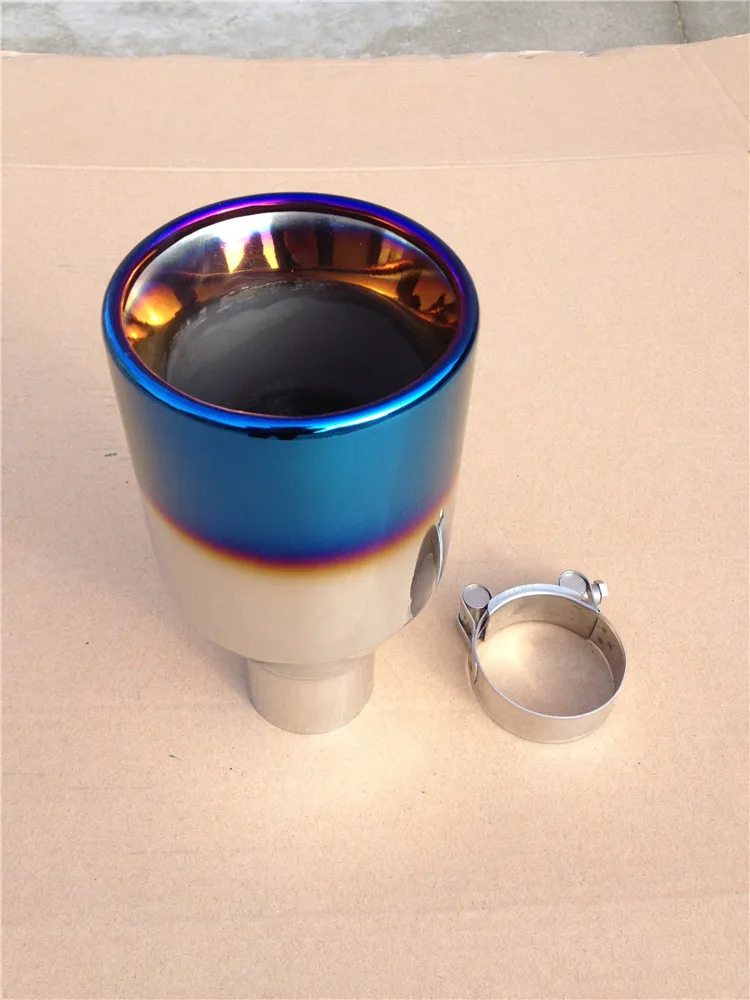 New Arrive Universal Stainless Steel Blue Paint Car Rear Round Exhaust Pipe Tail Muffler Tip For Pipes|Шумоглушители| |