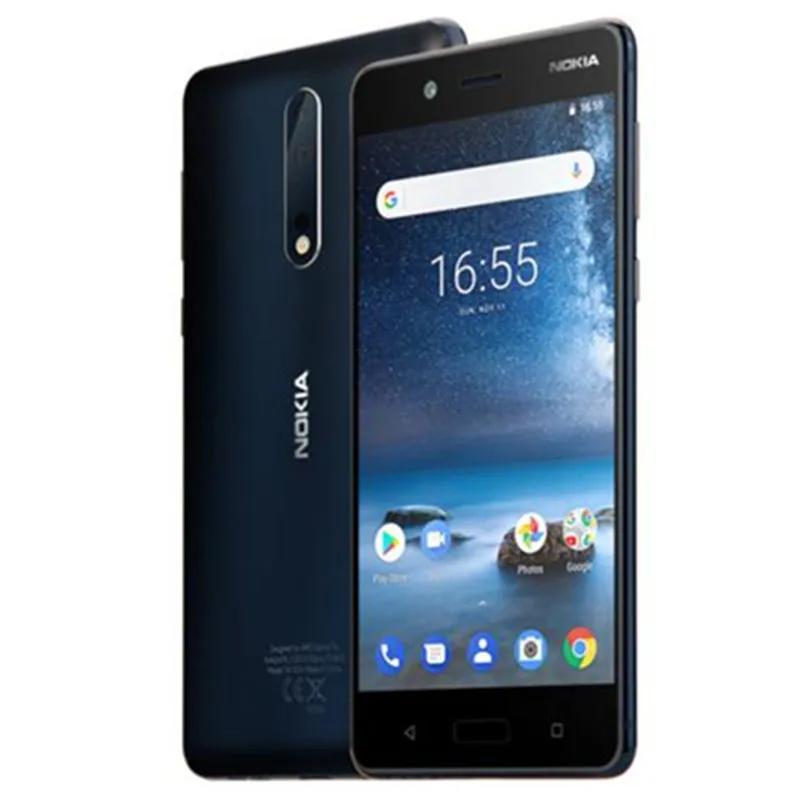 Разблокированный Nokia 8 Qualcomm835 Dual SIM 5,3 дюймов экран 4 Гб+ 64 Гб двойная задняя камера 13,0 МП 4G-LTE отпечаток пальца