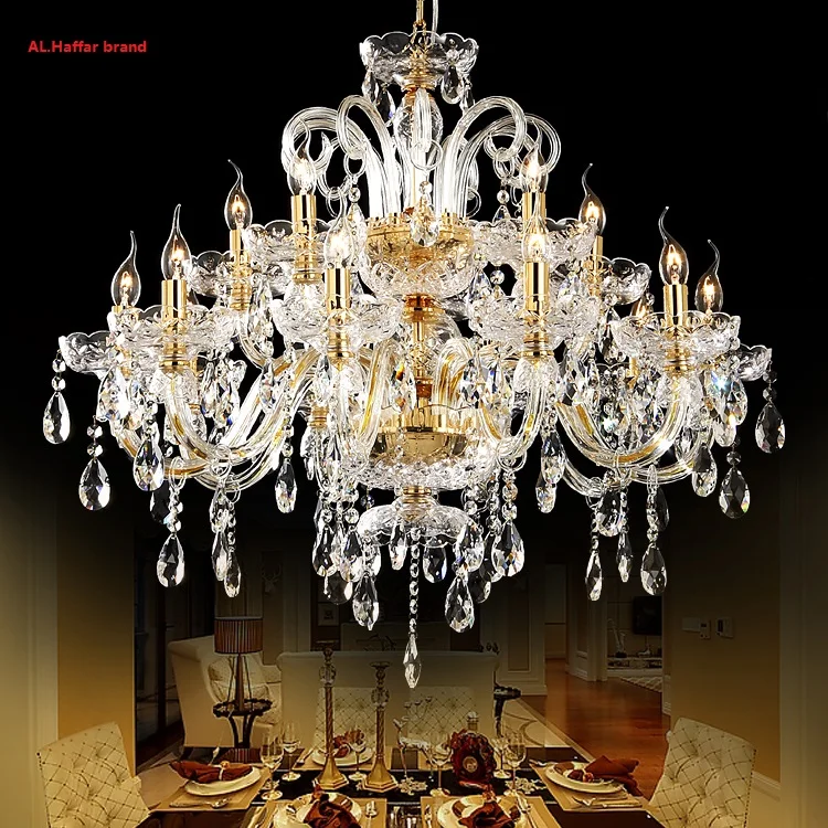 Хрустальная люстра K9 золотистого цвета роскошная Светодиодный лампа в
