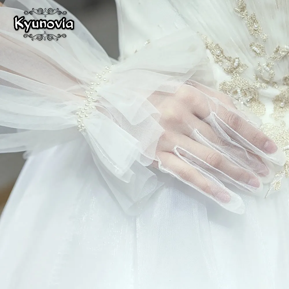 Kyunovia новый элегантный жемчуг бисером Невеста Перчатки полупрозрачный палец