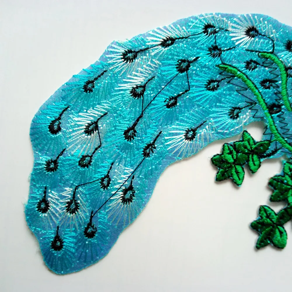 1 пара наклеек для одежды сшитых из ткани павлина с вышитой аппликацией|fabric patch