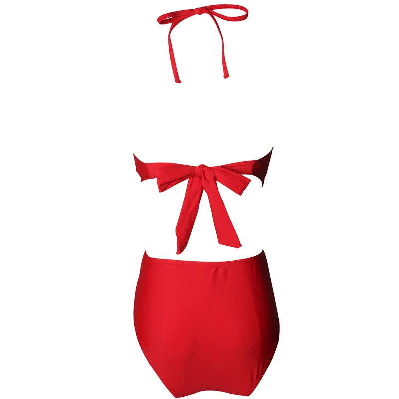 Женский слитный купальник-монокини с открытой спиной и черными/красными