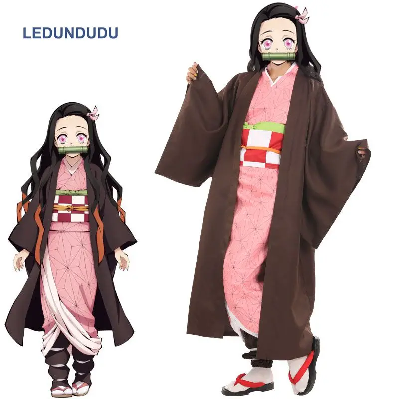 Аниме Demon Slayer Kamado Nezuko костюмы для косплея Kimetsu no Yaiba женские розовые Кимоно Одежда