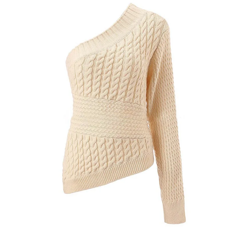 JOYDU Fashion Solid Off Shoulder Women's Knitwear Big Size Long Sleeve Asymmetric Hem Pullover Female Casual 2019 Spring Jumper | Женская