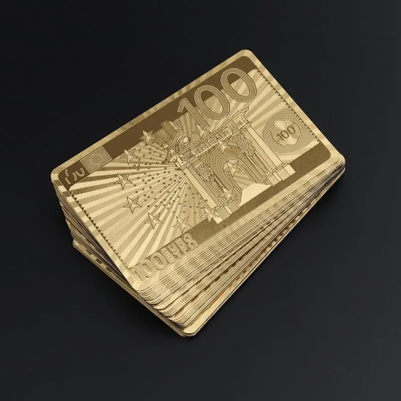 Золотая фольга игральные карты покрытием 100 евро покер настольные игры Джокер