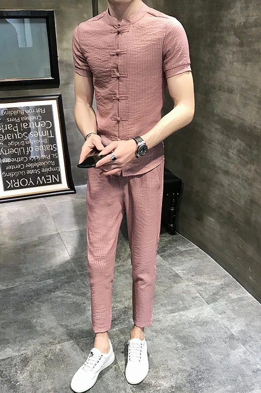 Комплект из двух предметов топ и штаны Мужская одежда 2019 рубашки в полоску