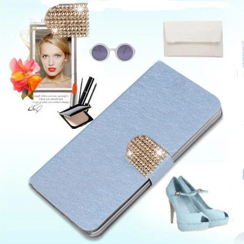 Blue with Diamond Роскошный кожаный чехол Fundas Para Для samsung Galaxy Core 2 Duos G355 G355H SM-G355H чехол для телефона Coque capa откидная задняя крышка - Цвет: Blue with Diamond