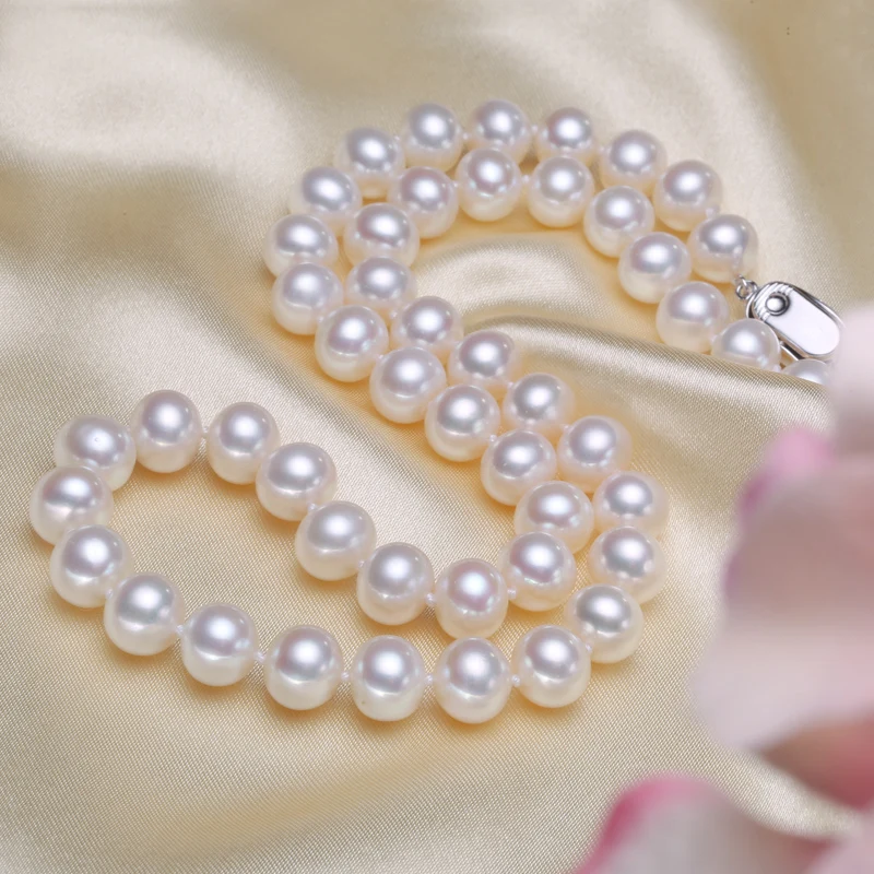 

real natural big Kano Cindy [take care] 9-10mm fresh water pearl necklace, nearly round round light, send mother clav