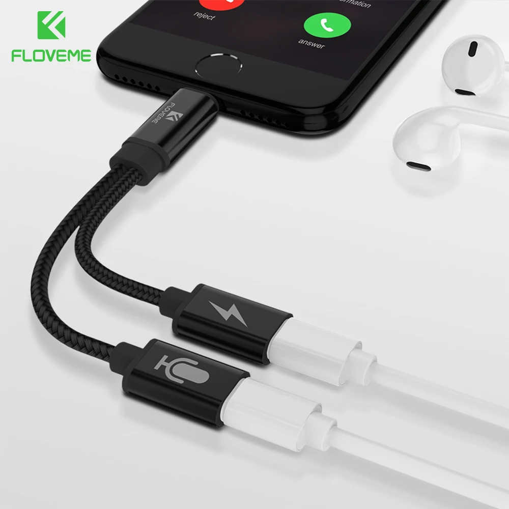 FLOVEME аудио конвертер для iPhone 7 8 Plus X 2 в 1 разветвитель наушников адаптер Aux кабель