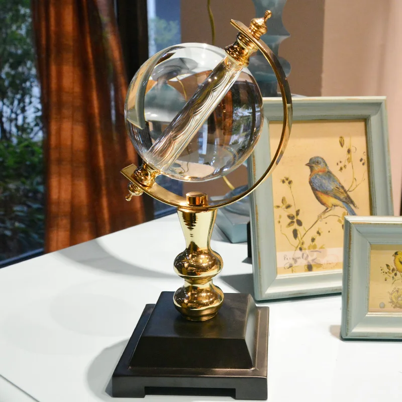 

Crystal Globe Copper Art Fengshui Decoration Home Ornaments Living Room Entrance Office Lucky Furnishings Creative Business Gift