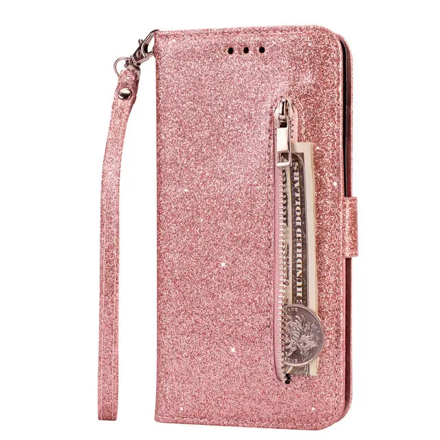 Rose gold Шикарный кошелек на молнии для Coque samsung A50 чехол A40 samsung A70 чехол Роскошный флип-чехол для samsung Galaxy A50 чехол A20 A30 A20E - Цвет: Rose gold