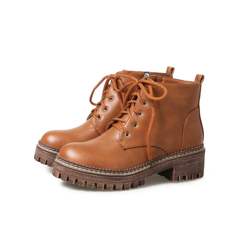 ESVEVA/мотоботы на платформе со шнуровкой 2018 г. Ботильоны квадратном каблуке в