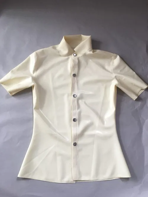 Чистый 100% рубашки из латекса белая брифта с воротником размер брифы |