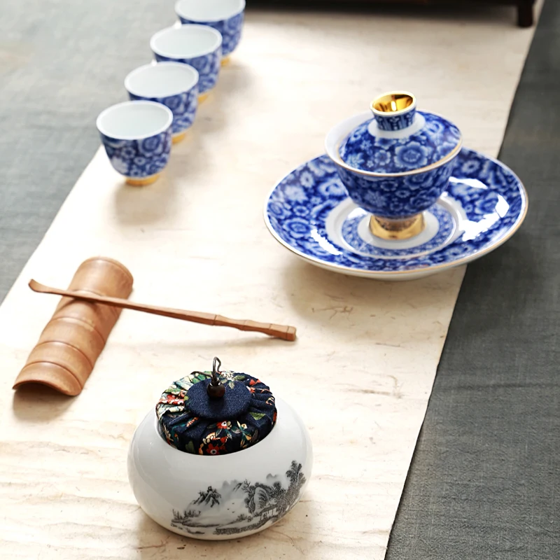 Фарфоровая баночка для хранения Celadon с фланелевой крышкой кофейных зерен конфет