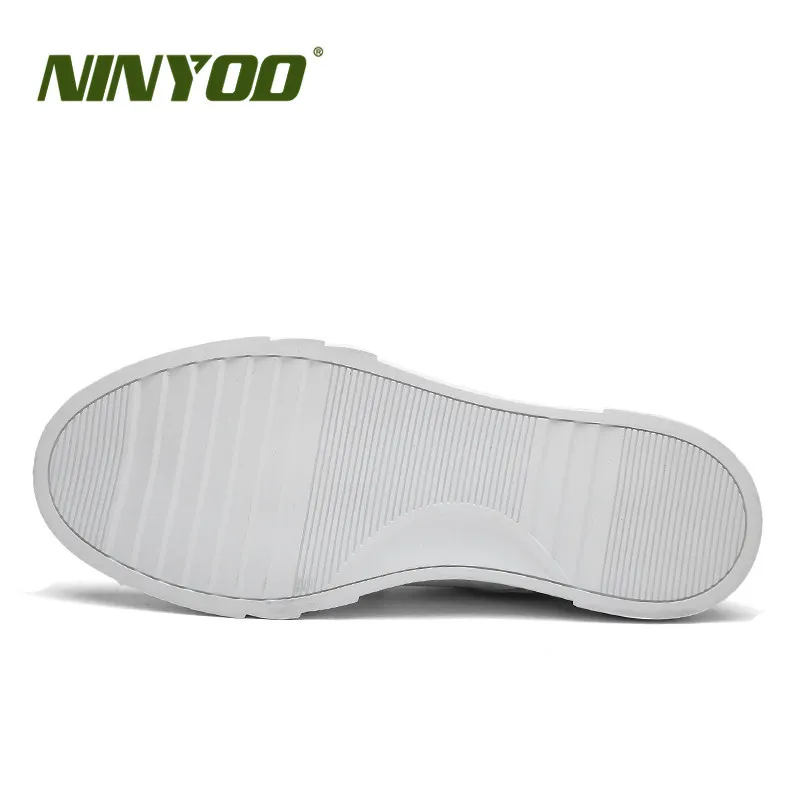 Мужские кроссовки на платформе NINYOO белые из натуральной кожи шнурках большие